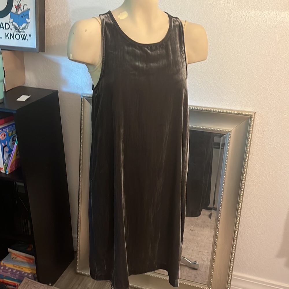 Nwt Gap rich dark grey sleeveless velvet swing dress 460148
